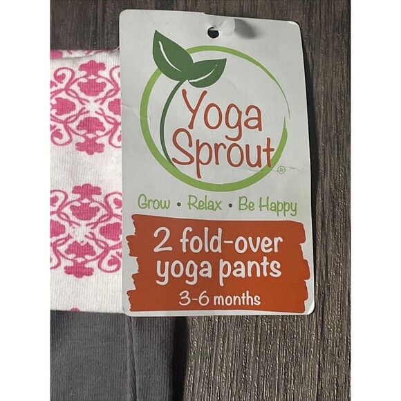 Yoga Sprout pink fold down pants knit stretchy cotton casual Size 3-6mo - Picture 3 of 6